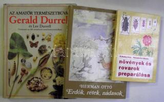 3 db természet témájú könyv: Növények és rovarok preparálása, Erdők-rétek-nádasok, Az amatőr természetbúvár