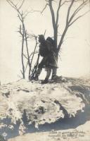 Military WWI Hungarian soldier in the ravine of Uzsok photo