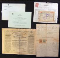 2 db jelzálog hitelbank kötvény, hadifogoly levelezőlap és néhány egyéb irat
