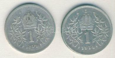 Ausztria 1899. 1K Ag + 1914. 1K Ag T:3,2 ph.