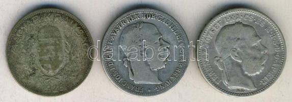 1894. 1K Ag + 1926. 1P Ag + Ausztria 1893. 1K Ag T:3