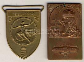 1936. "Magyar Királyi Államvasutak Sportegyesületeinek Ligája" Br plakett szign.:Berán Lajos T:2 + 1940. "APZ-MASZPV" szögletes Br plakett T:2 ly.