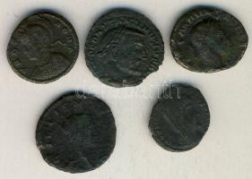 Római Császárság 5db különféle Follis T:3