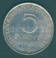 1948. 5Ft "Petőfi" Ag utánveret, peremirat fordított állású!! T:PP