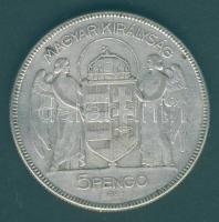1930. 5P Ag "Horthy jobbra" T:3 ph