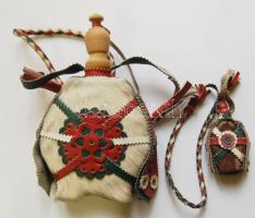 2 db népi csikószőr kulacs 9-21cm
