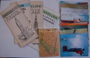 cca 1960-1980 Malév 13 db modern képeslap és 4 db térkép