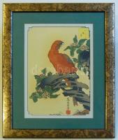 Kínai szignált nyomat üvegezett keretben 40x50 cm