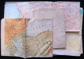 11 db különböző régi és új térkép klf. méretben, köztük egészen nagy iskolai térképekkel is