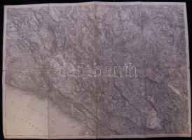 Fiume és Delnice vászon katonai térkép / Miltary map on canvas 55x40 cm