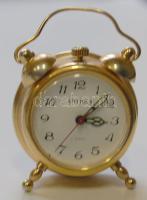 Antique márkájú stilizált mini antik asztali vekkeróra, hagyományos felhúzású, üzemképes