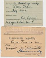 1942 Kimaradási engedély munkaszolgálatos részére