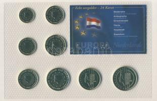 Hollandia 2000. 1c-2€ 8 különféle db szettben, aranyozott (24K) kiadás tanúsítvánnyal! T:1...