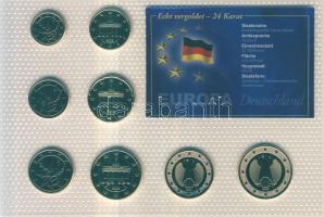 Németország 2002. 1c-2€ 8 különféle db szettben, aranyozott (24K) kiadás tanúsítvánnyal! T...