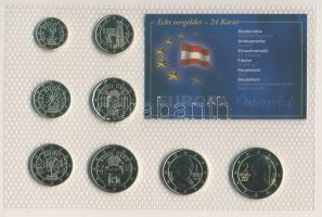 Ausztria 2002-2008. 1c-2€ 8 különféle db szettben, aranyozott (24K) kiadás tanúsítvánnyal!...