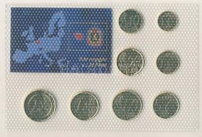 Belgium 1999-2005. 1c-2€ 8 különféle db szettben, aranyozott (24K) kiadás tanúsítvánnyal! T:1 / Belgium 1999-2005. 1c-2€ 8 different in set, gilded edition with certificate C:1