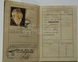 1937 Német útlevél külföldre és belföldre