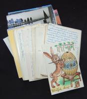 98 db lengyel grafikus húsvéti üdvözlőlap +  29 db használatlan művészeti és repülőmodelles képeslap + 118 db modern képeslap (magyar városképek és 56 db művészi lap), sok használatlan