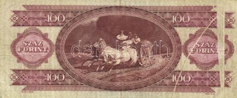 1989. 100Ft kettő igen látványos papírránccal T:III