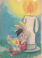 1968 Ruszkay György (1924-1998): Füles címlapterv, vegyes technika-papír, 21x30 cm (felső részén szakadás)