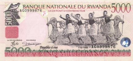 Ruanda 1998. 5000Fr T:I / Rwanda 1998. 5000 Francs C:Unc