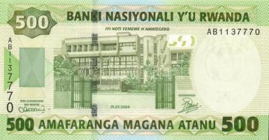 Ruanda 2004. 500Fr T:I / Rwanda 2004. 500 Francs C:Unc