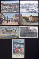 14 db vegyes régi képeslap - európai városképek, hajók és militária