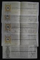 1890. Váltó "Reissenzahn Ant. Gépgyára" 270Ft + 1937. 4db váltó 95 aranypengő + 100 aranypengő (2x) + 200 aranypengő névértékben T:II