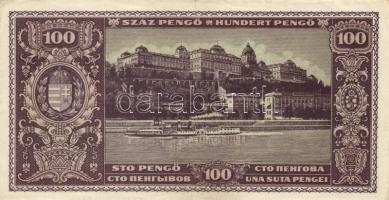 1945. 100P "büntetés" szóban "N" felett lemezhiba T:II-(elszíneződött papír)