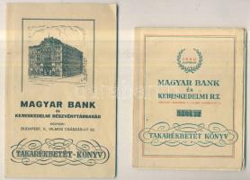 1942-44. "Magyar Bank és Kereskedelmi Részvénytársaság" 2db Takarékbetét-Könyv, kitöltve szép állapotban