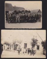 1926-32 Somogyszil falu élete 2 db fotón (egy életkép egy üzlet előtt, illetve egy gyászkocsi-felszentelés)