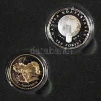1992. 5000Ft Au 7,77g "Túzok" + 200Ft Ag "Fehér gólya" párban, díszdobozban, tan...