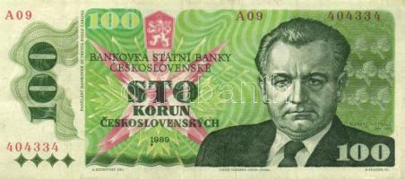 Csehszlovákia 1989. 100K (2x) T:II-,III / Czechoslovakia 1989. 100 Korun C:VF,F