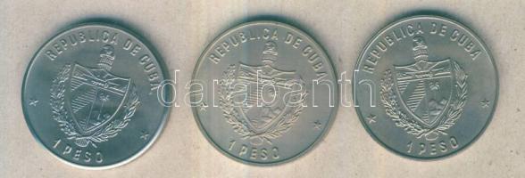 Kuba 1981. 1P (3x) FAO sorozat dísztokban T:1 csak 5000db! / Cuba 1981. 1 Peso 3 different type of Cuban Fauna (Cuban Crocodiles, Emerald Hummingbird, Bee Hummingbird) in orginal box C:Unc only 5000 examples!