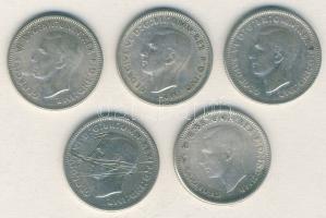 Ausztrália 1946. 1Sh Ag (5x) T:2-,3 / Australia 1943-62. 1 Shilling Ag (5x) C:VF,F