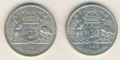 Ausztrália 1962-63. 1Fl Ag (2x) T:2- / Australia 1962-63. 1 Florin Ag (2x) C:VF