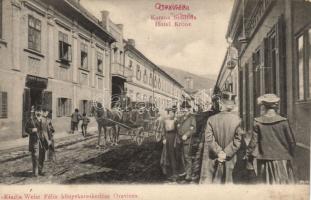 Oravica Hotel Korona with the shop of Josef Winter, collage