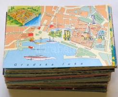 kb. 200 db színes, modern városképes lap, néhány térképes lappal, sok használatlan