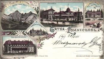 1899 Tátralomnic with railway station litho (cut)
