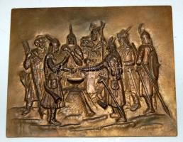 Vérszerződés réz kisplasztika 19x15 cm