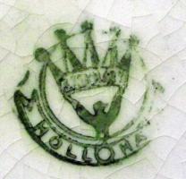 XIX. sz. vége Kézzel festett jelzett Hollóházi népies mázas majolika falitányér d: 23cm