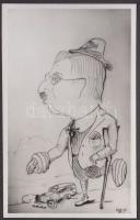 1935 Bagi vadász-sylvester: Karikatúra-album, Vidor karikatúrákról készült 14 db fotó, + a borítón e...