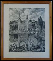 1962 Szabó Vladimir (1905-1991): Feneketlen tó, rézkarc-papír, jelzett, keretben 42x52 cm