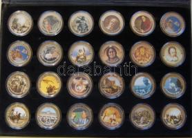 Libéria 2001. 10$ "Szabadság pillanatai" sor, 24db klf multicolor érem, klf motívumokkal, benne hungarika is! T:PP Eredeti gyűjtőalbumban!