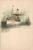 SM Yacht Hohenzollern litho, Meissner & Buch artist signed (EK)