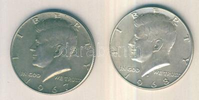 USA 1967-1968. 1/2$ (2x) Ag "Kennedy" T:2,2- / C:XF/VF
