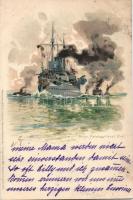 1899 SS Hela, Meissner & Buch artist signed litho