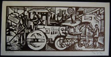 Papp György (1936): 6 db különböző, közepes méretű jelzett linómetszet