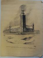 7 db klf régi rajz, nyomat és díszletterv