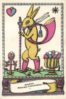 Easter, folklore; Kner Izidor postcard s: Kozma (glued)